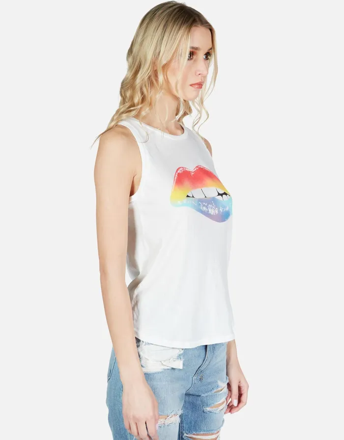 Peyton Rainbow Biting Lip Milk Women039s Lauren Moshi Short Sleeve