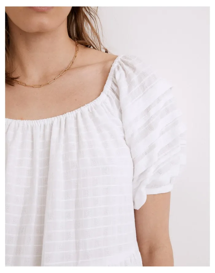 Pintuck Easy Midi Dress Eyelet White Women Madewell Dresses Pintuck Easy Midi Dress Eyelet White Women Madewell Dresses