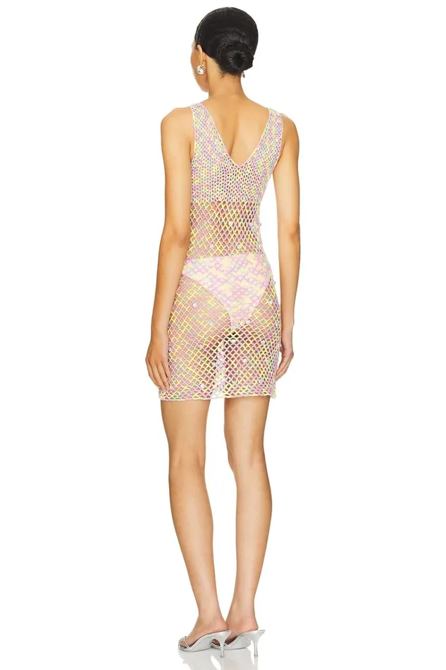 Pippo Crochet Mini Dress Pink Multi Women Lovers Friends Dresses