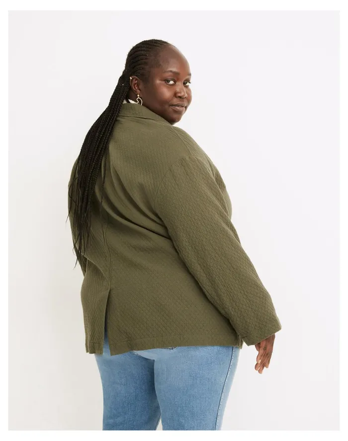Plus Diamond Jacquard Shaw Blazer Dark Forest Women Madewell Jackets Plus Diamond Jacquard Shaw Blazer Dark Forest Women Madewell Jackets