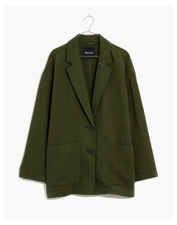 Plus Diamond Jacquard Shaw Blazer Dark Forest Women Madewell Jackets Plus Diamond Jacquard Shaw Blazer Dark Forest Women Madewell Jackets