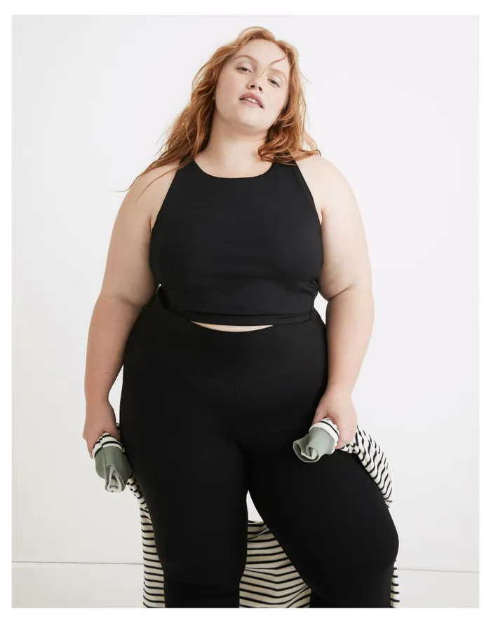 Plus MWL Form Racerback Crop Top True Black Women Madewell Activewear