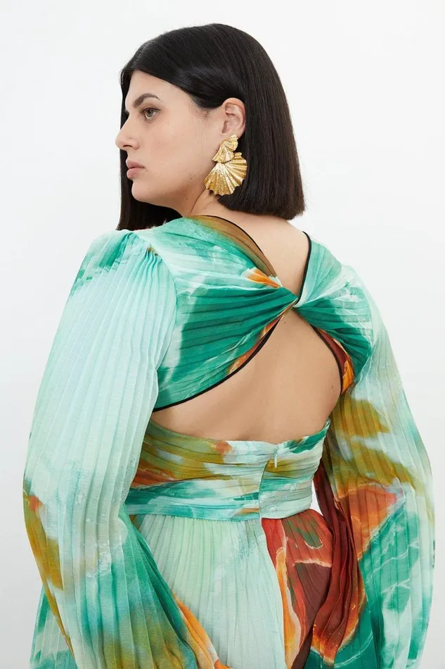 Plus Size Abstract Printed Soft Pleated Woven Maxi Dress Multi Women Karen Millen Dresses