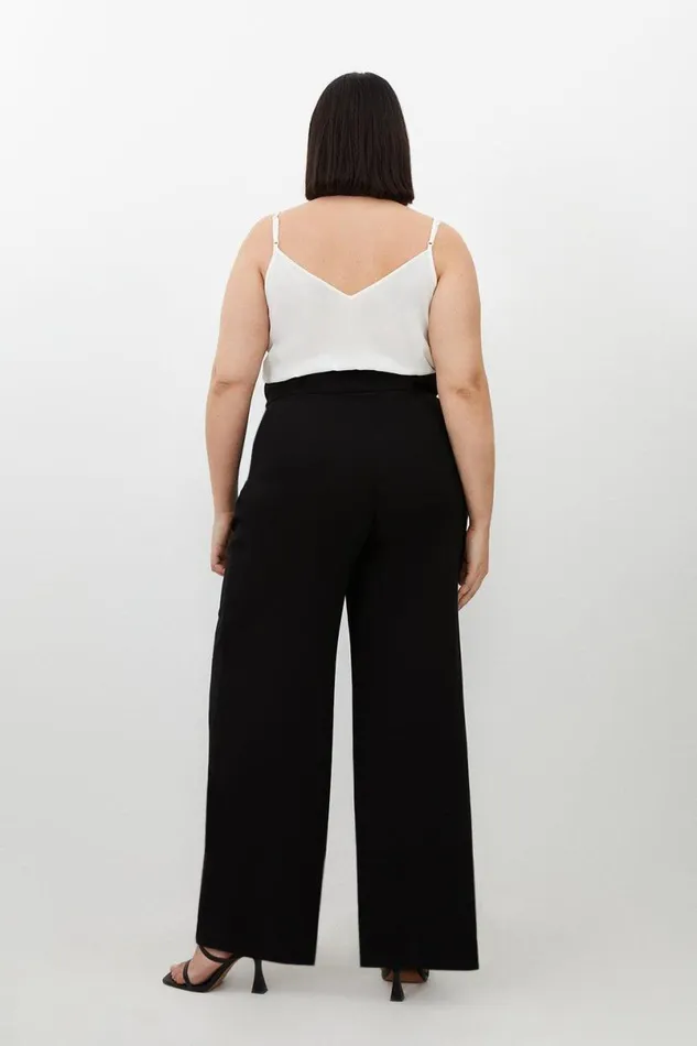 Plus Size Compact Stretch Tailored High Waist Trousers Black Women Karen Millen Trousers