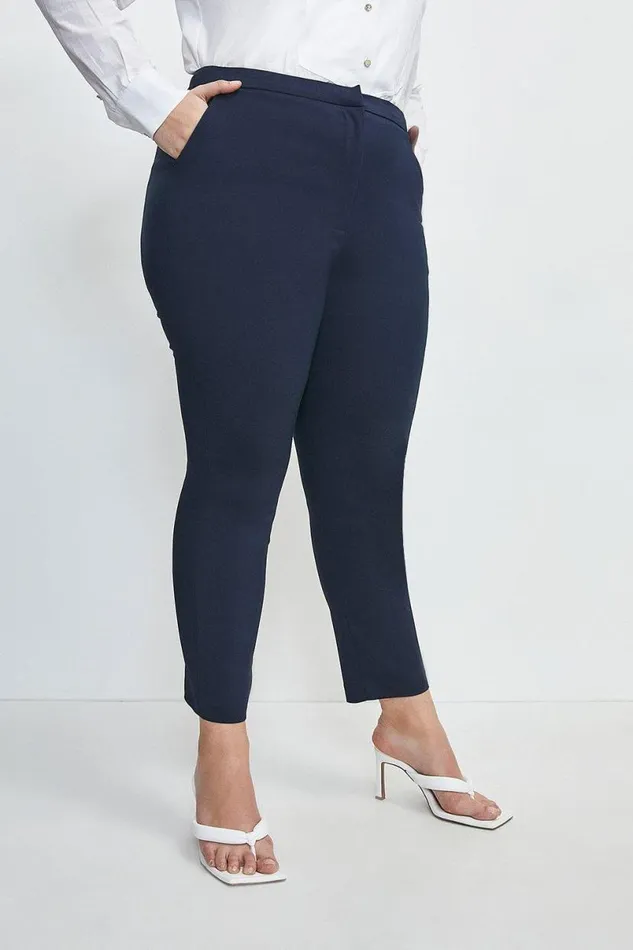 Plus Size Essential Techno Woven Trousers Navy Women Karen Millen Trousers