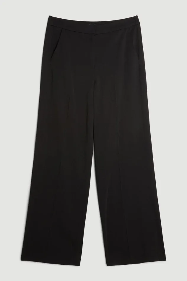 Polished Viscose Wide Leg Tailored Trousers Black Women Karen Millen Trousers