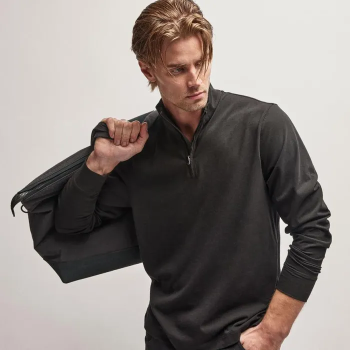 PolosNovelty Tops Men James Perse Clean Finish Jersey Half Zip Black