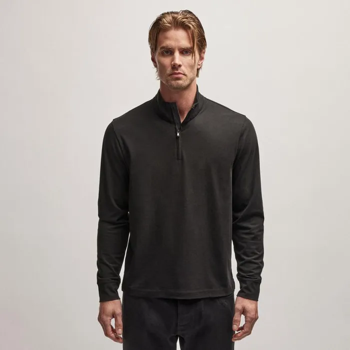 PolosNovelty Tops Men James Perse Clean Finish Jersey Half Zip Black PolosNovelty Tops Men James Perse Clean Finish Jersey Half Zip Black