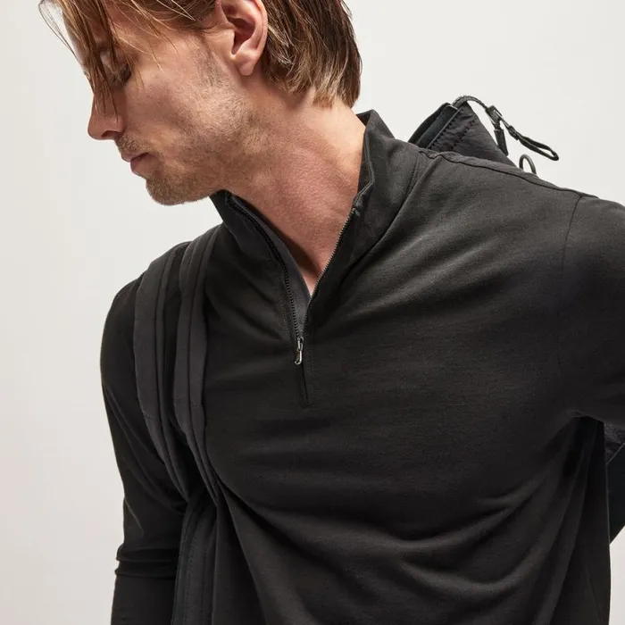 PolosNovelty Tops Men James Perse Clean Finish Jersey Half Zip Black PolosNovelty Tops Men James Perse Clean Finish Jersey Half Zip Black