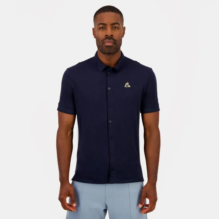 Polos Shirts Men Le Coq Sportif Coq D039or Shirt Manches Courtes Dark Velvet