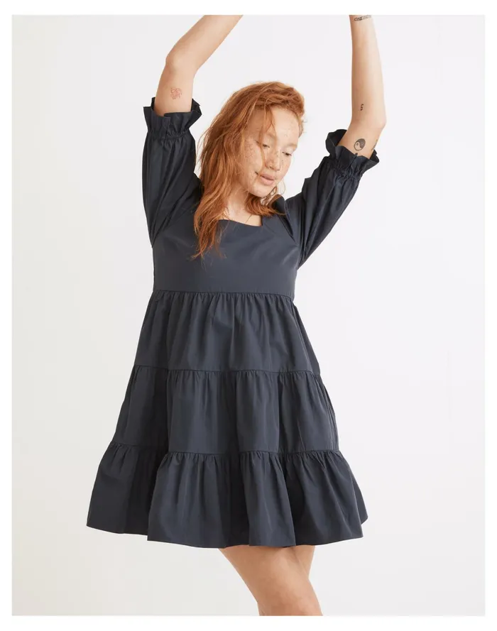 Poplin Lizzie Babydoll Dress Twilight Women Madewell Dresses