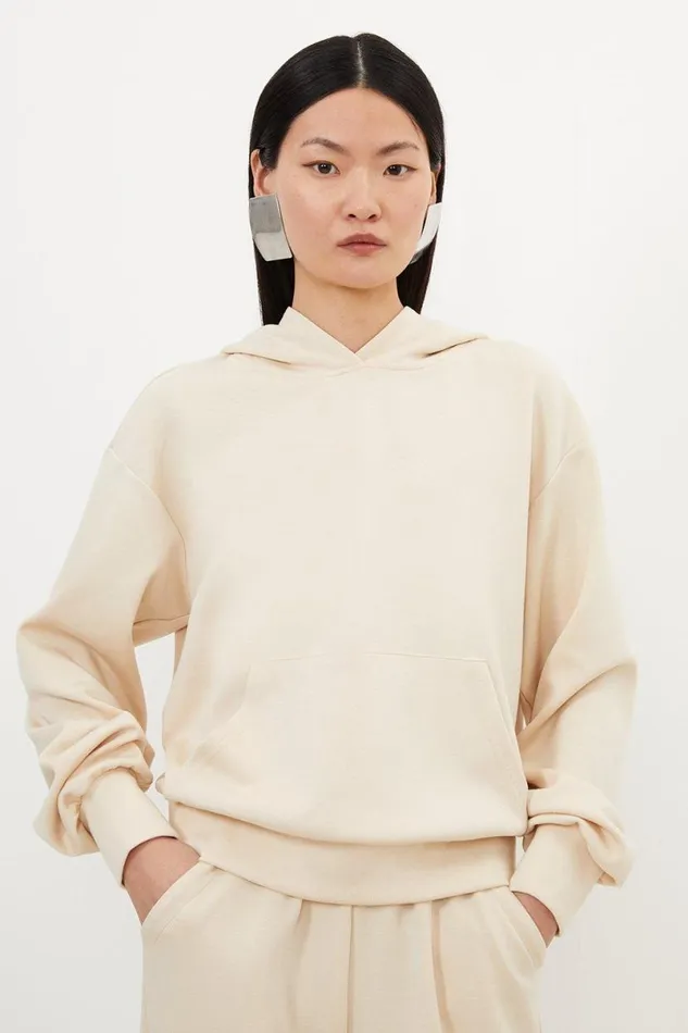 Premium Soft Touch Lounge Hoodie Cream Women Karen Millen Coats and Jackets