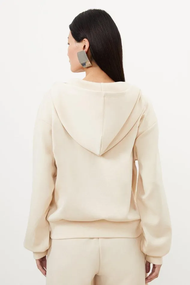 Premium Soft Touch Lounge Hoodie Cream Women Karen Millen Coats and Jackets
