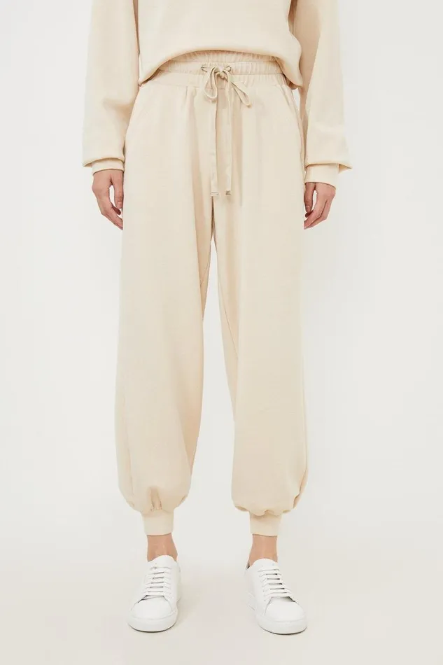 Premium Soft Touch Lounge Wide Leg Sweatpants Cream Women Karen Millen CoOrds