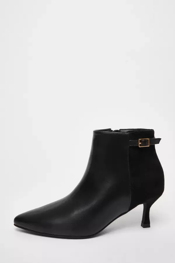 Quiz Clothing Ankle Boots Black Faux Leather Heeled Ankle Boot 8211 Women