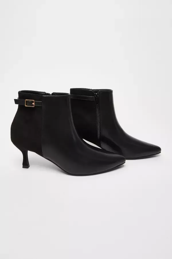 Quiz Clothing Ankle Boots Black Faux Leather Heeled Ankle Boot 8211 Women
