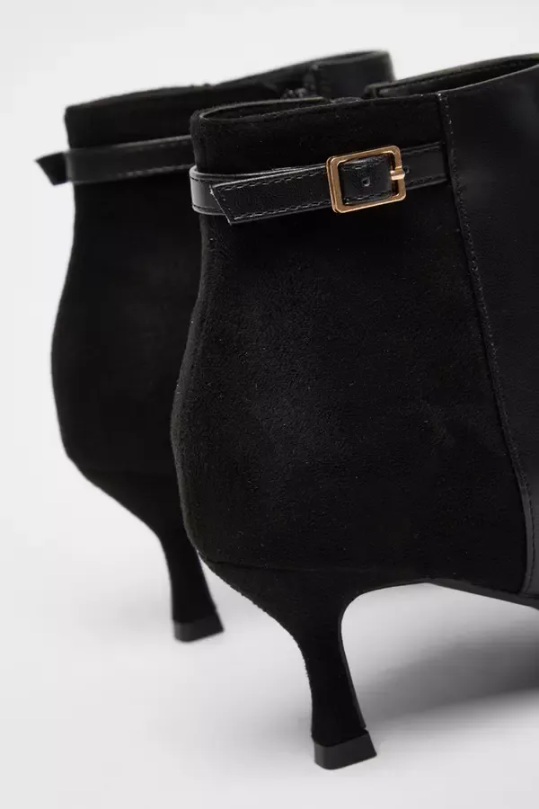 Quiz Clothing Ankle Boots Black Faux Leather Heeled Ankle Boot 8211 Women