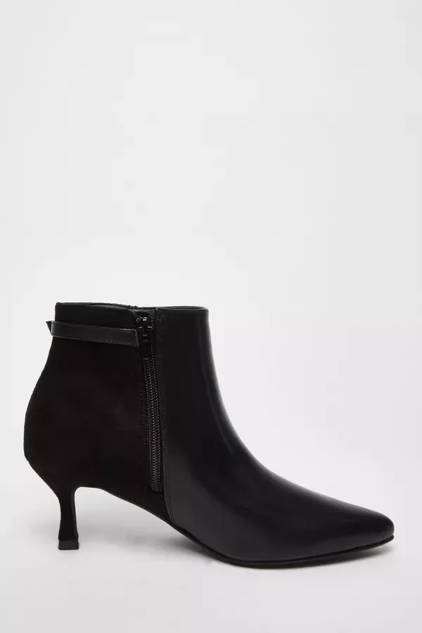 Quiz Clothing Ankle Boots Black Faux Leather Heeled Ankle Boot 8211 Women