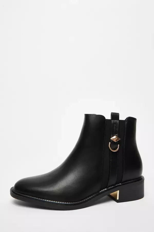 Quiz Clothing Ankle Boots Black Wide Fit Flat Ankle Boot 8211 Women