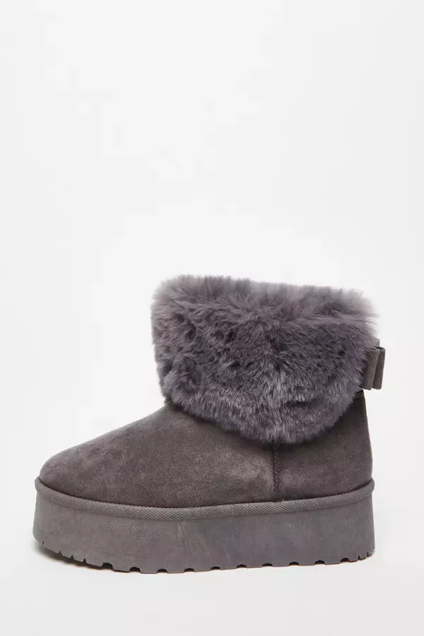 Quiz Clothing Ankle Boots Grey Faux Suede Ankle Boots 8211 Women