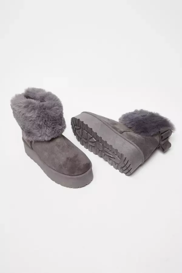 Quiz Clothing Ankle Boots Grey Faux Suede Ankle Boots 8211 Women