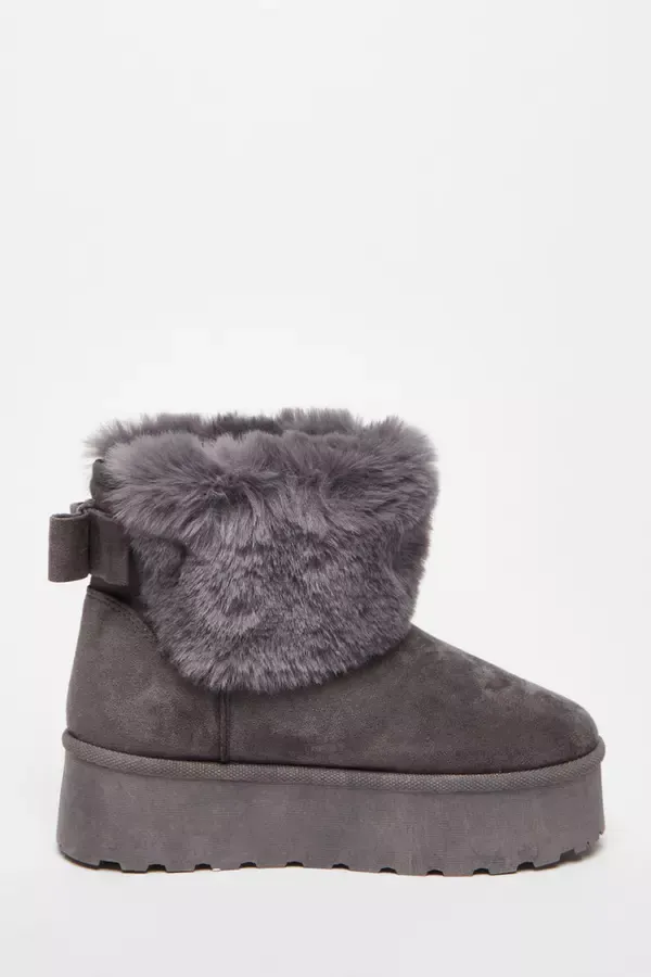 Quiz Clothing Ankle Boots Grey Faux Suede Ankle Boots 8211 Women