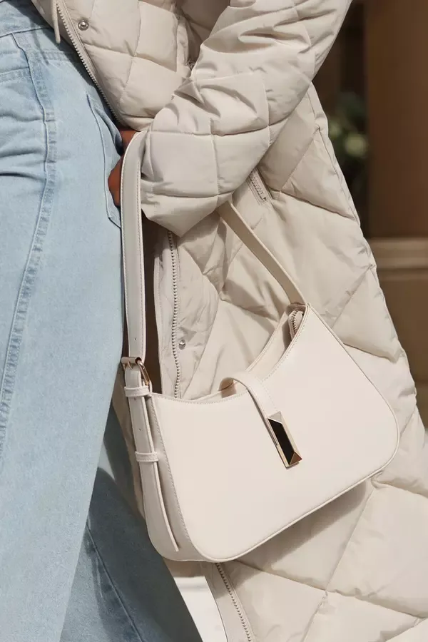 Quiz Clothing Bags Cream Faux Leather Shoulder Bag 8211 Women