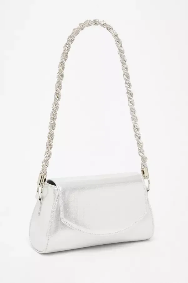 Quiz Clothing Bags Silver Diamante Strap Shoulder Bag 8211 Women