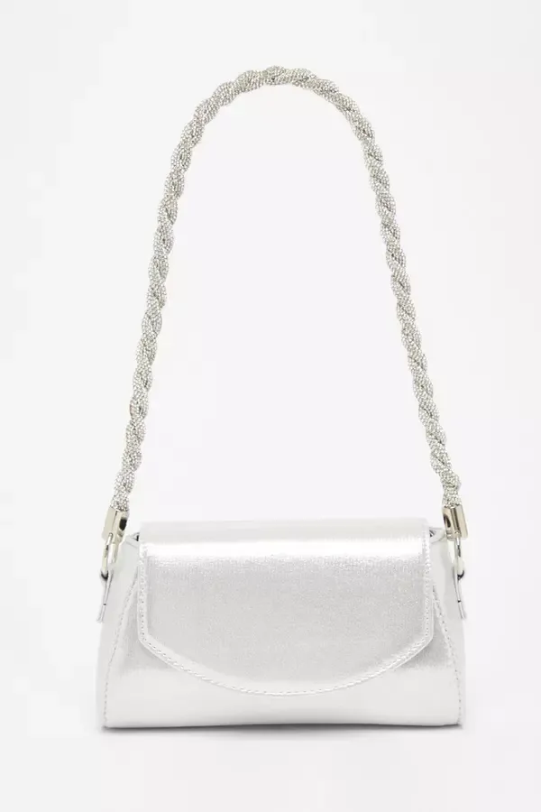Quiz Clothing Bags Silver Diamante Strap Shoulder Bag 8211 Women