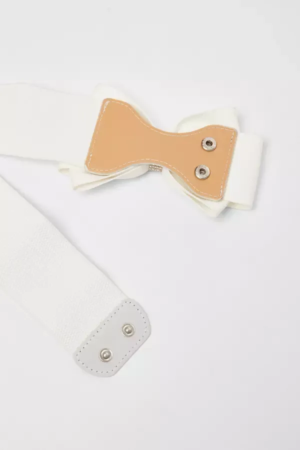Quiz Clothing Belts White Elasticated Bow Belt 8211 Women