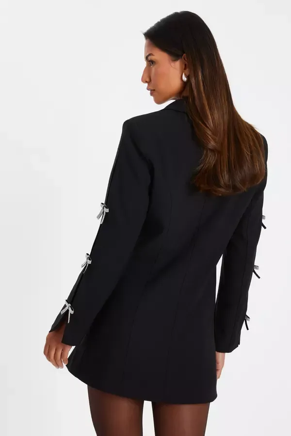 Quiz Clothing Blazers Black Bow Detail Blazer Dress 8211 Women