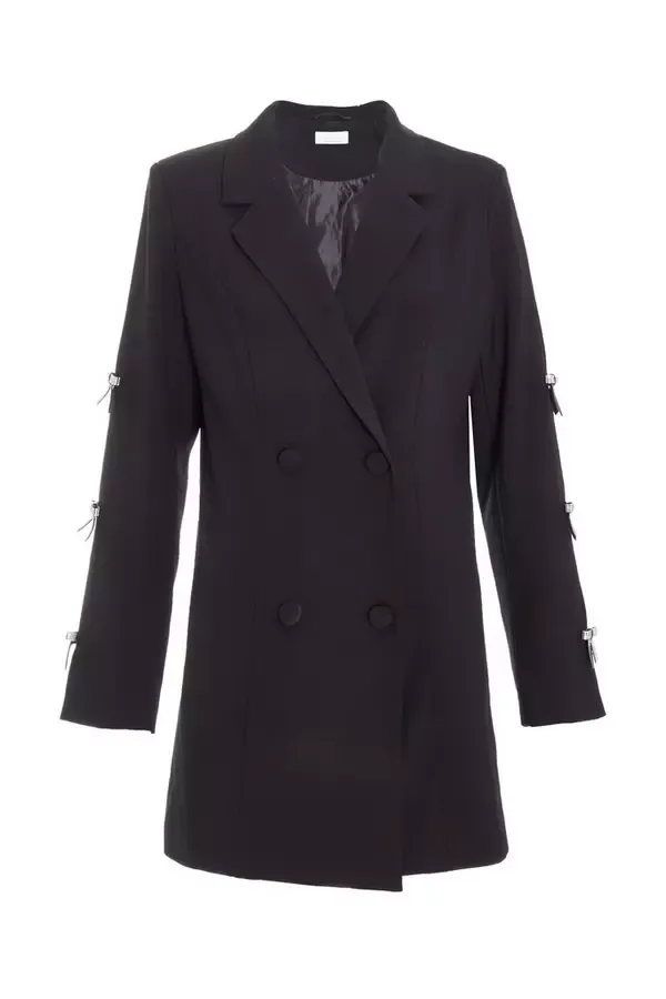 Quiz Clothing Blazers Black Bow Detail Blazer Dress 8211 Women