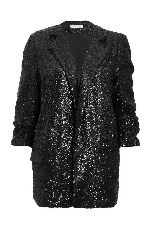 Quiz Clothing Blazers Black Sequin Ruched Blazer 8211 Women