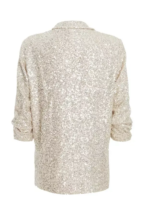Quiz Clothing Blazers Champagne Sequin Tailored Blazer 8211 Women