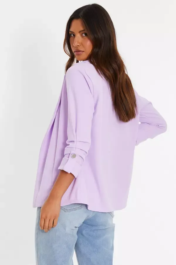 Quiz Clothing Blazers Lilac Ruched Sleeve Tailored Blazer 8211 Women