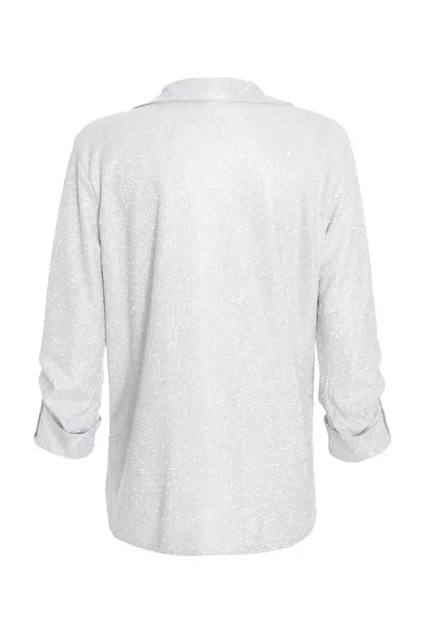 Quiz Clothing Blazers Silver Ruched Sleeve Blazer 8211 Women