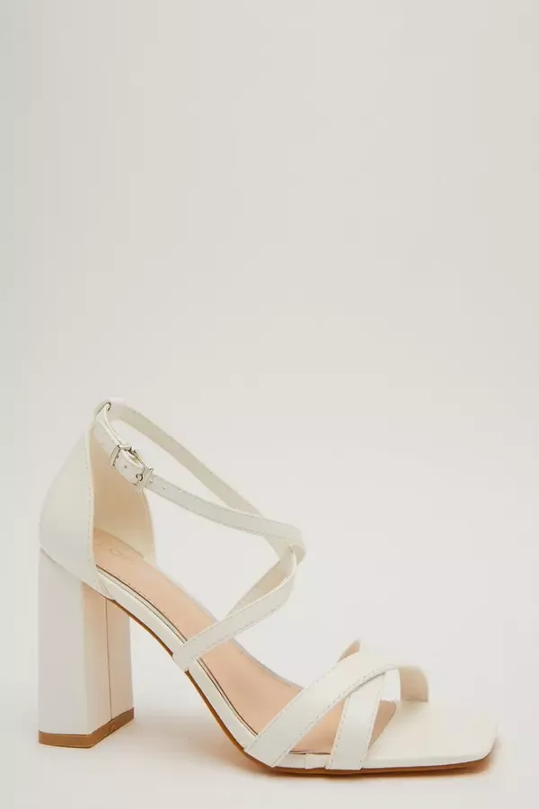 Quiz Clothing Bridal Shoes White Faux Leather Heeled Sandals 8211 Women