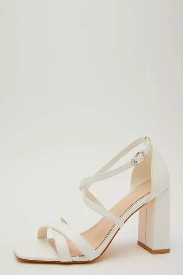 Quiz Clothing Bridal Shoes White Faux Leather Heeled Sandals 8211 Women