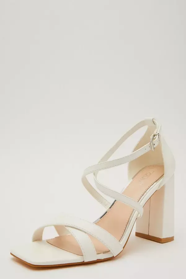 Quiz Clothing Bridal Shoes White Faux Leather Heeled Sandals 8211 Women