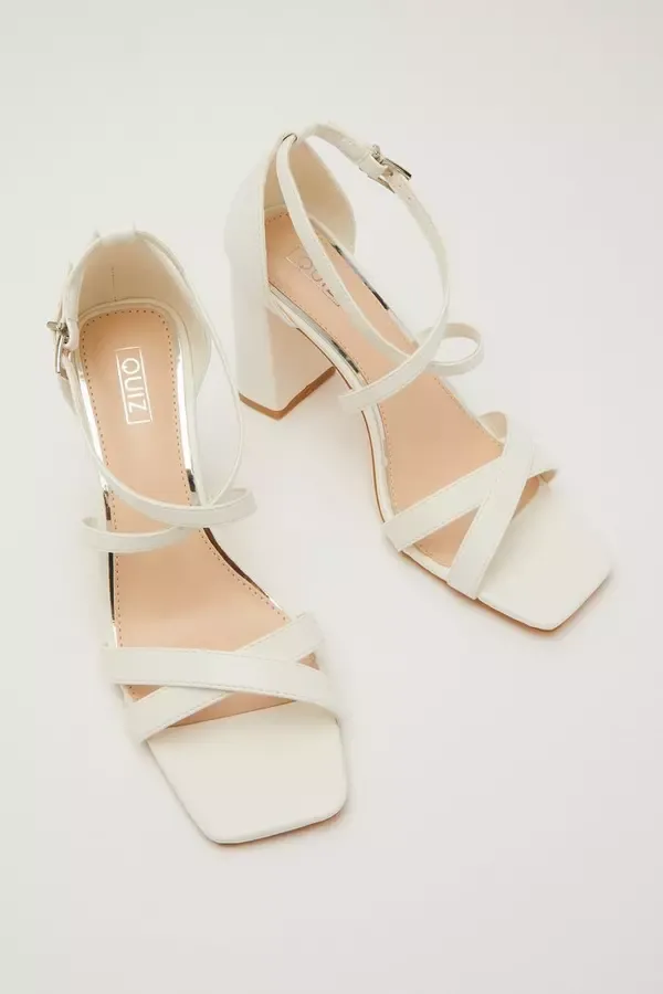 Quiz Clothing Bridal Shoes White Faux Leather Heeled Sandals 8211 Women