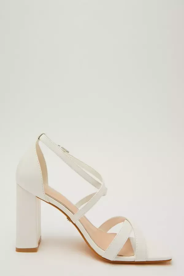 Quiz Clothing Bridal Shoes White Faux Leather Heeled Sandals 8211 Women
