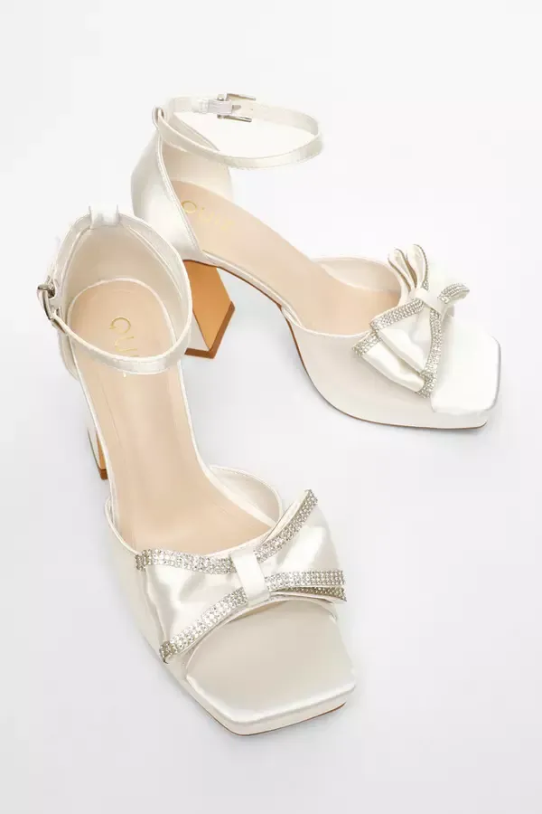 Quiz Clothing Bridal Shoes White Satin Bow Front Platform Heeled Sandals 8211 Women Quiz Clothing Bridal Shoes White Satin Bow Front Platform Heeled Sandals 8211 Women