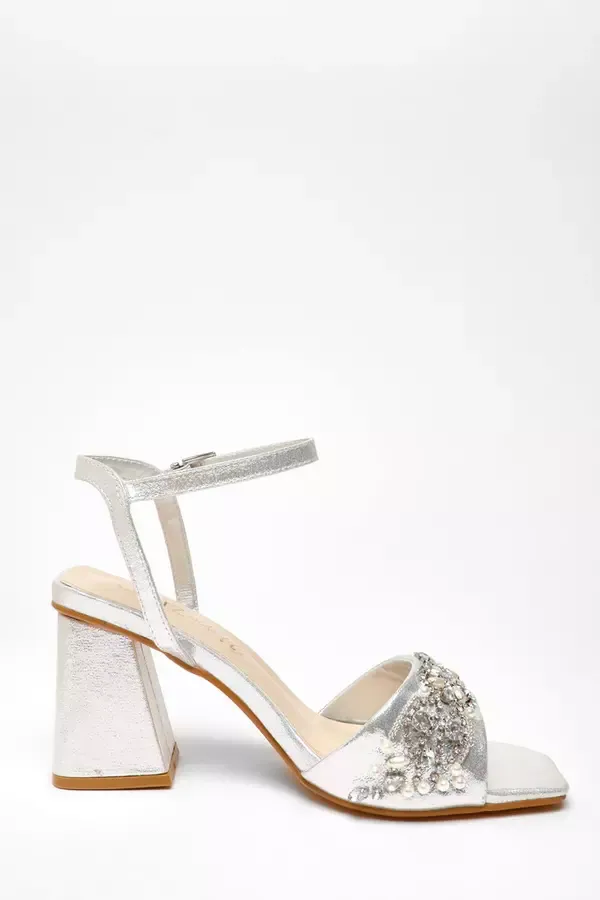 Quiz Clothing Bridal Shoes Wide Fit Silver Shimmer Embellished Block Heel Sandals 8211 Women Quiz Clothing Bridal Shoes Wide Fit Silver Shimmer Embellished Block Heel Sandals 8211 Women