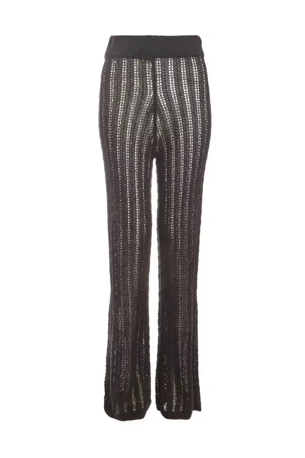 Quiz Clothing Casual Clothing Black Crochet Knit Trousers 8211 Women