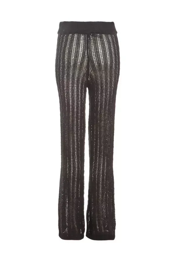 Quiz Clothing Casual Clothing Black Crochet Knit Trousers 8211 Women