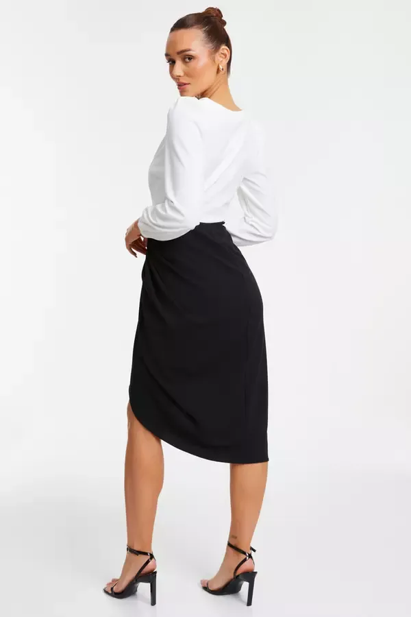 Quiz Clothing Casual Clothing Black Wrap Contrast Midi Dress 8211 Women