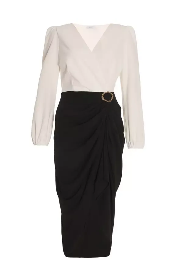 Quiz Clothing Casual Clothing Black Wrap Contrast Midi Dress 8211 Women