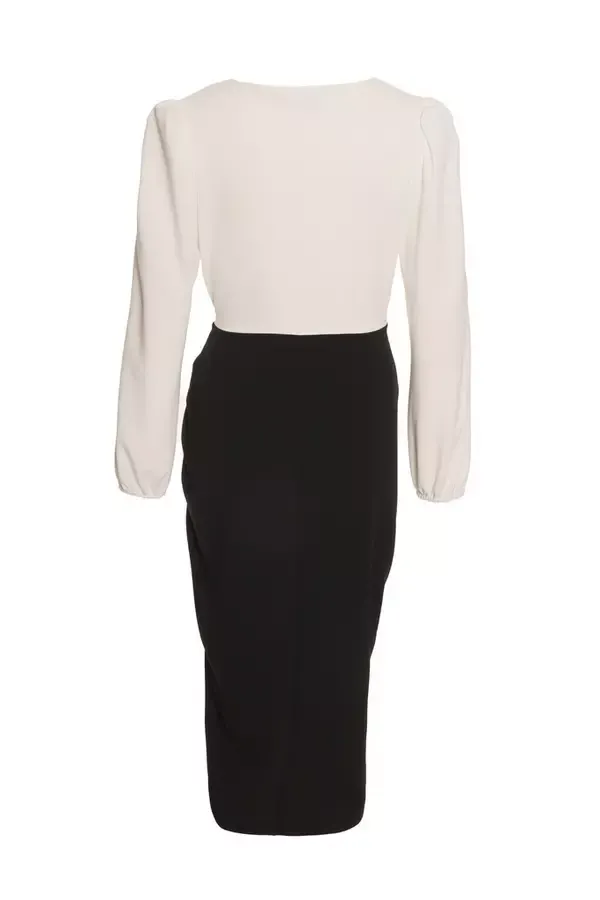 Quiz Clothing Casual Clothing Black Wrap Contrast Midi Dress 8211 Women