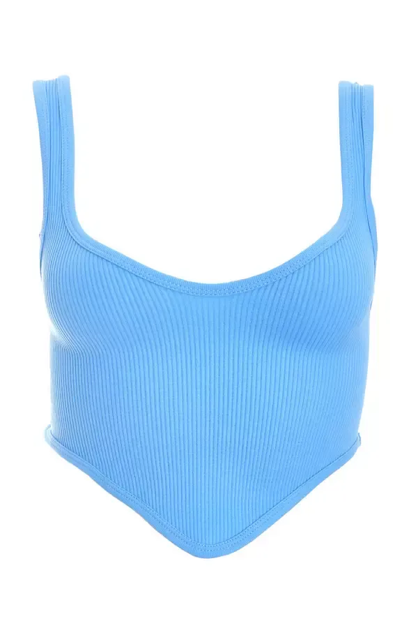 Quiz Clothing Casual Clothing Blue Ribbed Corset Top 8211 Women