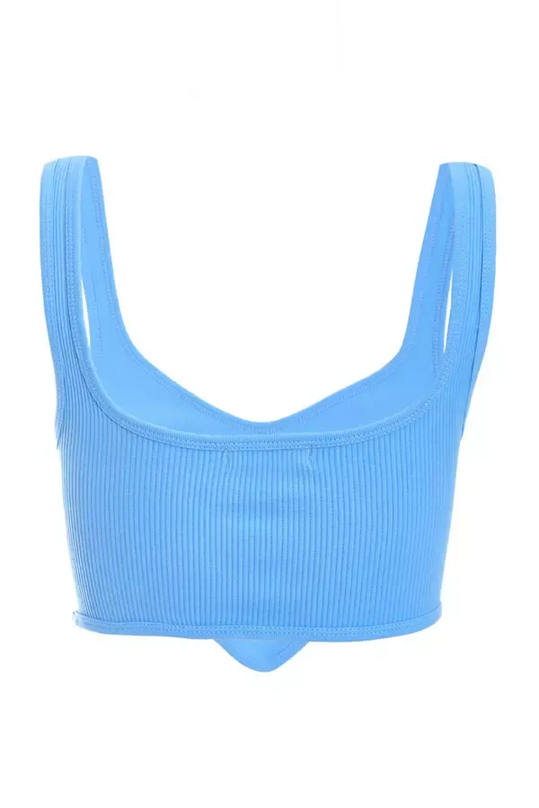 Quiz Clothing Casual Clothing Blue Ribbed Corset Top 8211 Women